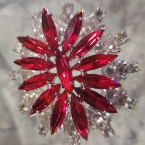 Costume red crystal womens brooch